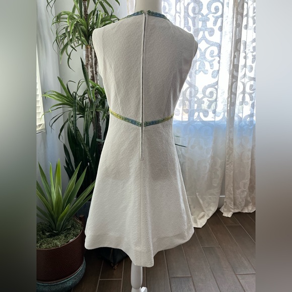 Vintage 60s mod midi dress with green blue detail handmade Gogo dress - Picture 5 of 9